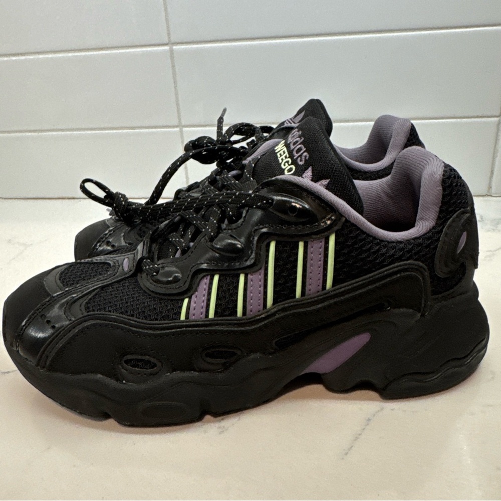 adidas Black Athletic Sneakers with Purple and Lime Accents - Picture 5 of 11